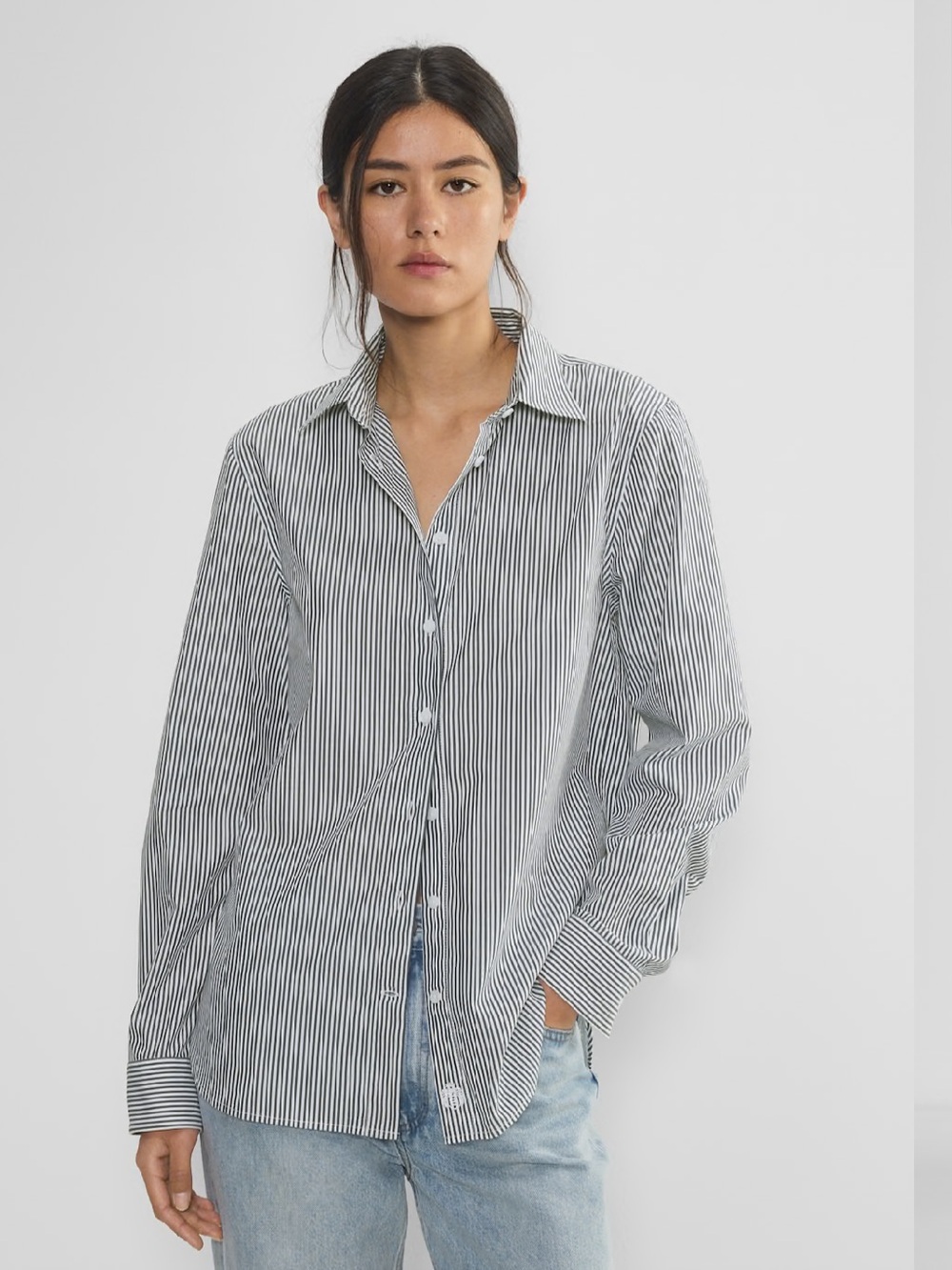 Aritzia Poplin Striped Shirt Small
